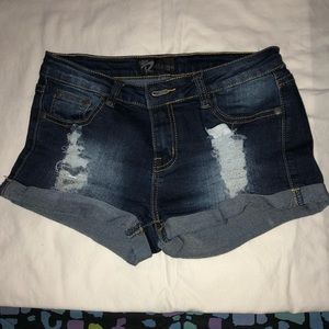 Ripped jean shorts
